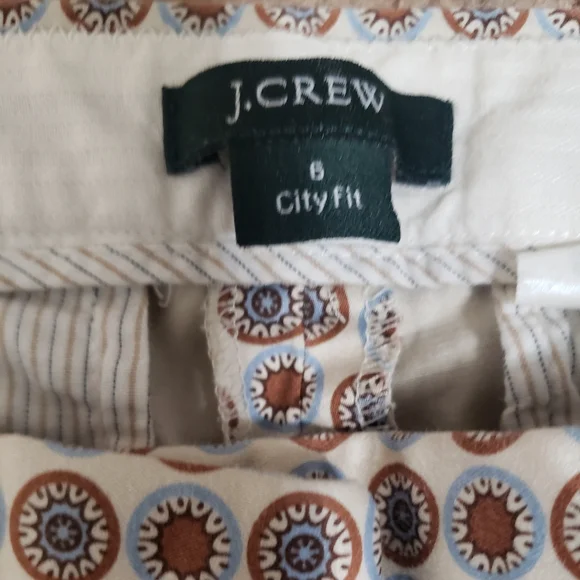 J. Crew. City Fit Crop Pants with Design. Size 6. Crop. Trousers. Brown … - Picture 5 of 8